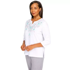 Women's Alfred Dunner Lady Like Floral Split Neck Top -Alfred Dunner Shop 6055472 ALT2