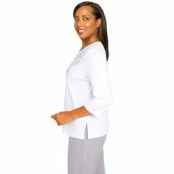 Women's Alfred Dunner Lady Like Floral Split Neck Top -Alfred Dunner Shop 6055472 ALT3