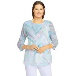 Women's Alfred Dunner Lady Like Chevron Lace Knit Top