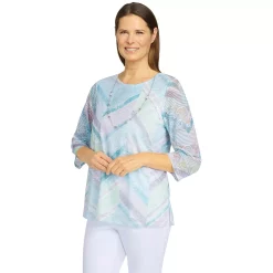 Women's Alfred Dunner Lady Like Chevron Lace Knit Top -Alfred Dunner Shop 6055473 ALT2