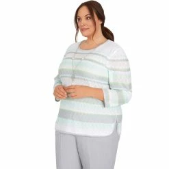 Women's Alfred Dunner Lady Like Nautical Textured Top -Alfred Dunner Shop 6055474 ALT2